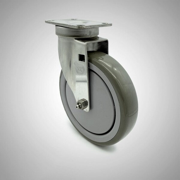 Service Caster 6 Inch SS Gray Polyurethane Wheel Swivel Top Plate Caster SCC-SS20S614-PPUB - main